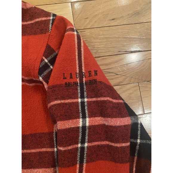 Lauren Ralph Lauren Women's Shirt Jacket Size Med Red Plaid Full-Zip 100% Cotton - Picture 7 of 7